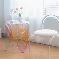 Table basse design en acrylique transparent nordique, petite table d'appoint pour appartement, table de chevet, table basse de luxe légère, table d'appoint tendance