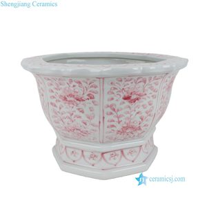<span class=keywords><strong>Maceta</strong></span> Octogonal de Cerámica con Diseño Floral en Rosa, Verde y Blanco, RZKR61-B / RZKR62-B, para Bonsái - Product Image 2