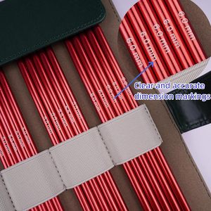 Agujas de Tejer de Aluminio de Doble Punta para Principiantes, 7.9 Pulgadas, 2.5MM-6MM, Rojas, de Metal Liso para Tejer - Product Image 3