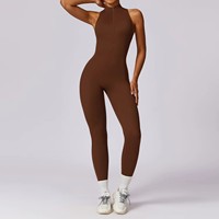 Combinaison de yoga une pièce sexy et respirante pour le sport, avec fermeture éclair et sans manches, pour le fitness et le remodelage corporel