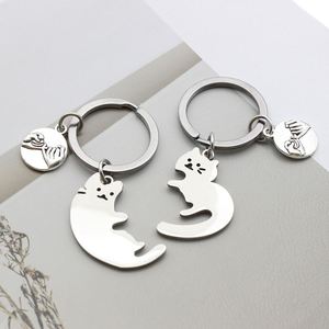 Colgante de Metal Personalizable de Fábrica para Mejores Amigos o Parejas, con Gatos Abrazándose, Llavero de Acero Inoxidable - Product Image 2