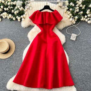 Vestidos Midi Casuales Elegantes <span class=keywords><strong>para</strong></span> <span class=keywords><strong>Mujer</strong></span>, Estilo Sólido <span class=keywords><strong>para</strong></span> Cenas de Verano, Fiestas de Oficina, Salidas Informales, <span class=keywords><strong>Ropa</strong></span> de <span class=keywords><strong>Mujer</strong></span> Fabricada - Product Image 3