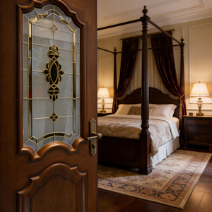 Puerta Interior de Madera Sólida de Nogal con Paneles Elevados, Diseño de Estilo Tradicional Americano de Lujo para el Hogar - Product Image 2