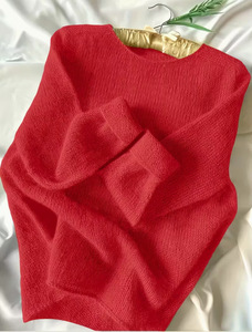 เสื้อสเวตเตอร์ถักคอวีสีพื้นลำลองสำหรับผู้หญิง แฟชั่นฤดูใบไม้ร่วง/ฤดูหนาว - Product Image 4