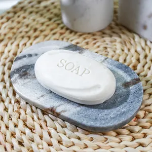 Luxury Wholesale OEM/ODM Natural Stone Oval White Marble Soap Dish Soap Holder For Bathroom Accessory