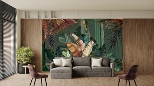 Newest Design Tropical <strong>Green</strong> Leaves Papier Peint Mural Decorative Wall Restaurant Coffee Shop <strong>Background</strong> 3d <strong>Wallpaper</strong> Wall Mural - Product Image 6