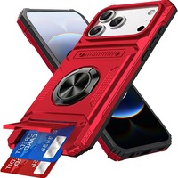 Promo Panas Casing HP 2-in-1 Magnetic Melt Armor dengan Slot Kartu dan Kickstand, Bahan TPU+PC, Kompatibel dengan iPhone 1716 15 14 13