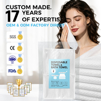 Toalla de Baño Plegable de 70*100cm, Directo de Fábrica, Tejido No Tejido Comprimido, Engrosada, Desechable, Color Sólido, Combo para Viajes de Negocios