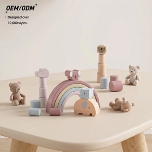 Jouet éducatif interactif pour enfants en <span class=keywords><strong>bois</strong></span> Montessori, animaux arc-en-ciel, respectueux de l'environnement, pour l'éducation précoce |   OEM ODM Vente en gros - Product Image 1