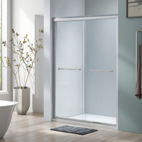 Pintu Kamar Mandi Kaca Tempered Bening 8mm dengan Rangka Aluminium 60"*74" Bersertifikasi SGCC, Desain Modern Minimalis untuk Kamar Mandi Area Basah-Kering