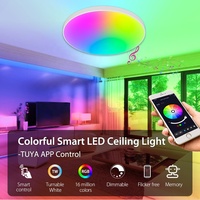 Plafonnier LED Intelligent d'Intérieur Design Moderne Rond 12 pouces 20W Couleurs RVB Chambre à Coucher avec Télécommande LED Encastré