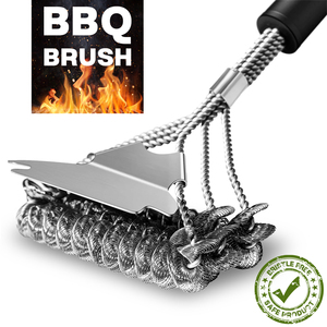 Spazzola per Griglia in Acciaio da 18'' con Raschietto, Spazzola per Pulizia BBQ Resistente Senza Setole, Utensili da Cucina per Affumicatori/Barbecue a Carbone/Forno - Product Image 1