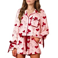 Ensemble de vêtements de maison imprimés amples à manches longues et pantalon court, pyjama de Noël pour femme