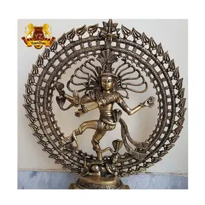 Woondecoratie Bronzen Sculptuur Hindoe Lord Shiva Dansen Bronzen Sculptuur Gegoten Brons Grote Shiva Standbeeld