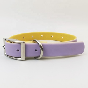2023 Bicolor PVC Hunde halsband Luxus Neues Design Wasserdichter und langlebiger Haustier hals riemen Personal isierte direkte Werks versorgung - Product Image 2