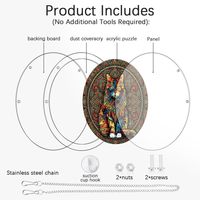 Kit de puzzle en acrylique personnalisé attrape-soleil Mandala Chat coloré Bohème, suspension de fenêtre en verre teinté, puzzle en forme de lame de scie