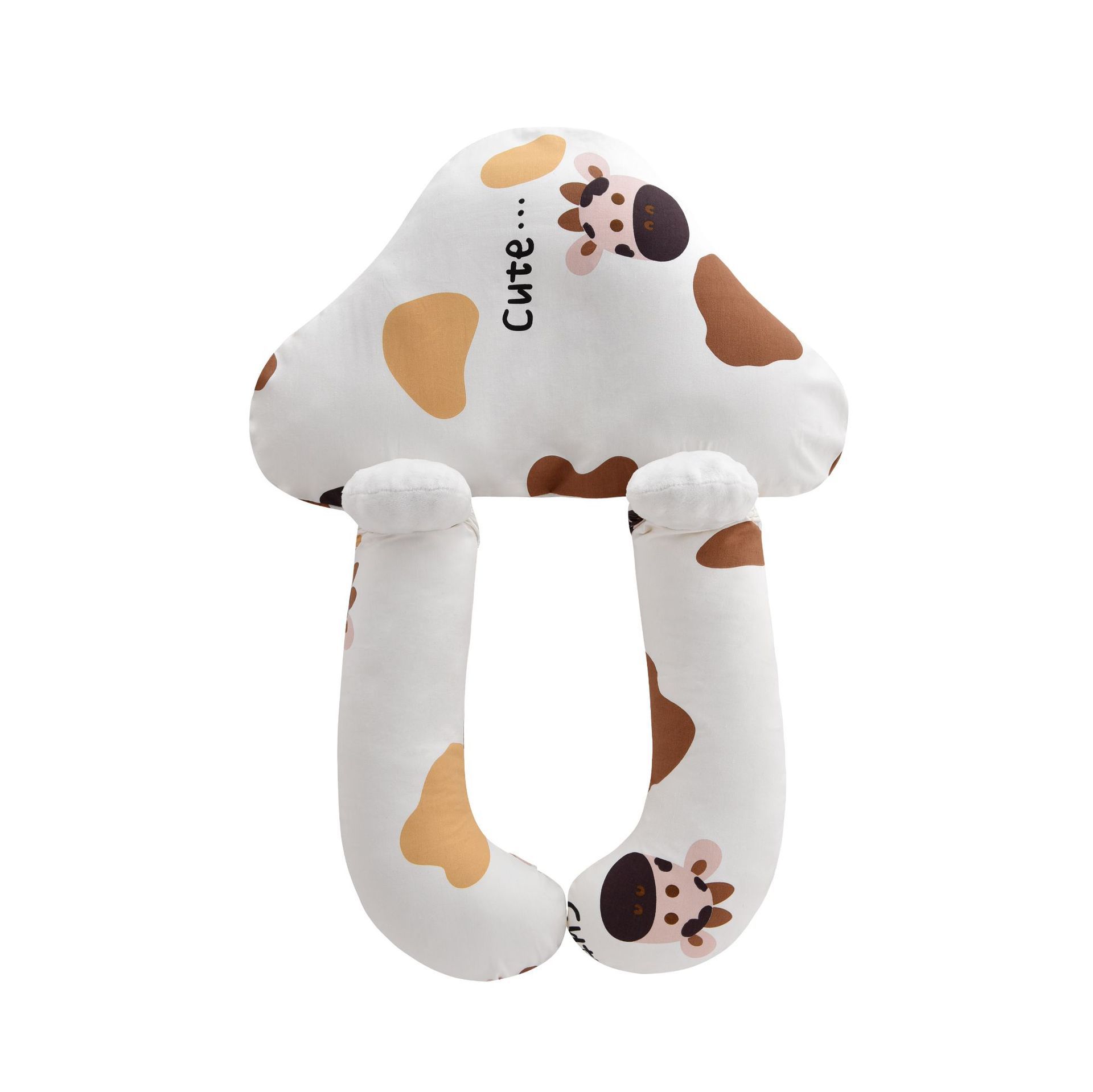 Short white cow shaped pillow comfort arm