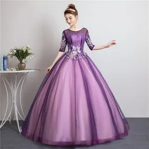Кружевные цветочные бисерные Модные фиолетовые тюлевые цветные свадебные платья из органзы