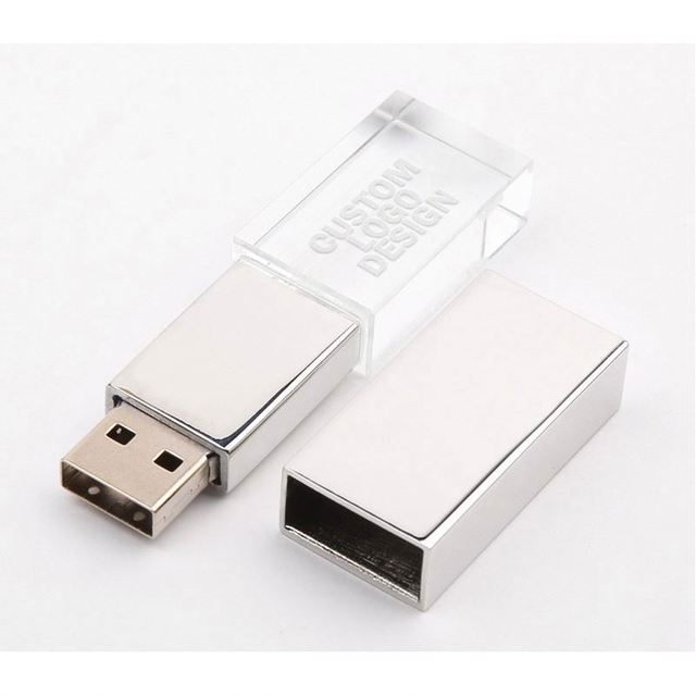 Customizable Logo & Color USB 3.0 Flash Drive with Crystal LED Light Metal Material Portable 1GB-512GB Capacity for Promotions