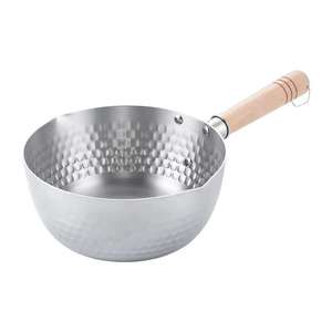 Stainless Steel Yukihira Pot 410 Hammered Small Saucepan With Wooden <b>Handle</b> For Soup And Noodle Cooking - Product Image 1
