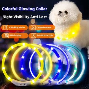Collare per cani regolabile notte luminoso Anti-morso Anti-smarrimento per animali domestici per personalizzare il collare di ricarica per cani comodi - Product Image 1