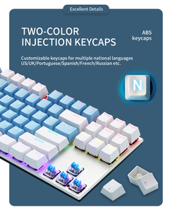 KY400 87-Key RGB LED Backlit Mechanical Gaming <b>Keyboard</b> Wired <b>USB</b> Blue Switches for PCs Made Plastic RGB LED Mechanical Gaming K - Product Image 5