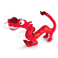 Peluche personnalisée Dragon Rouge, jouet en peluche doux, mascotte brodée, poupée Dragon Géant Chinois pour cadeau de Nouvel An