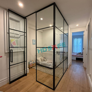 Hdsafe trong nhà kính cường lực cửa phòng phân vùng căn hộ văn phòng phong cách Pháp khung nhôm bản lề xoay cửa nội thất - Product Image 1