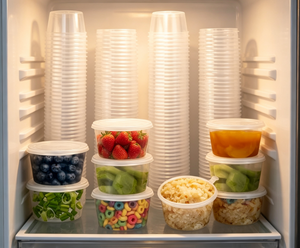 Recipientes de Plástico Transparente Descartáveis à Prova de Vazamento com Tampas, Copos Redondos para Armazenamento de Molhos e Frutas para Refeições para Viagem - Product Image 3