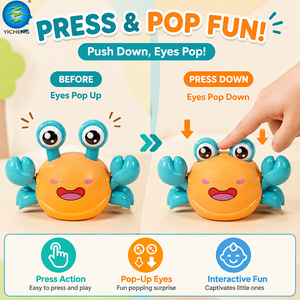 Jouet Crabe Interactif à Pousser et à Marcher avec Yeux Pop-up - Adorable Jouet Sensoriel <span class=keywords><strong>pour</strong></span> Tout-petits - Cadeau d'Anniversaire <span class=keywords><strong>pour</strong></span> Enfants - Product Image 2