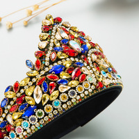 DREAM FASHION Serre-tête Rétro Style Couronne Fait Main avec Strass Diamantés Colorés, Large et Personnalisé pour Femme, Style Baroque, Idéal pour Instagram