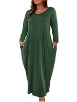 2025 automne nouvelle grande taille femmes col rond à manches longues robe ample avec poches confortable haute qualité tenue décontractée