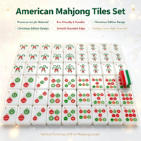 Ensemble de Mahjong pliable moderne américain, tapis complet, 166 tuiles en acrylique, 4 supports, sac étanche, étui de transport, kit de jeu de Mahjong NMJL
