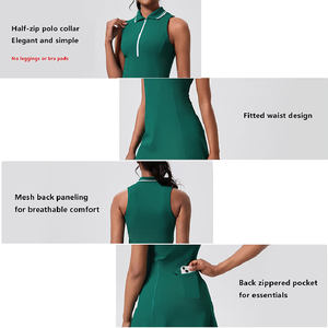 कस्टम त्वरित सुखाने की सांस लेने योग्य आधा जिपर स्कर्ट टेनिस सूट नए पिकअप स्पोर्ट्स। - Product Image 5