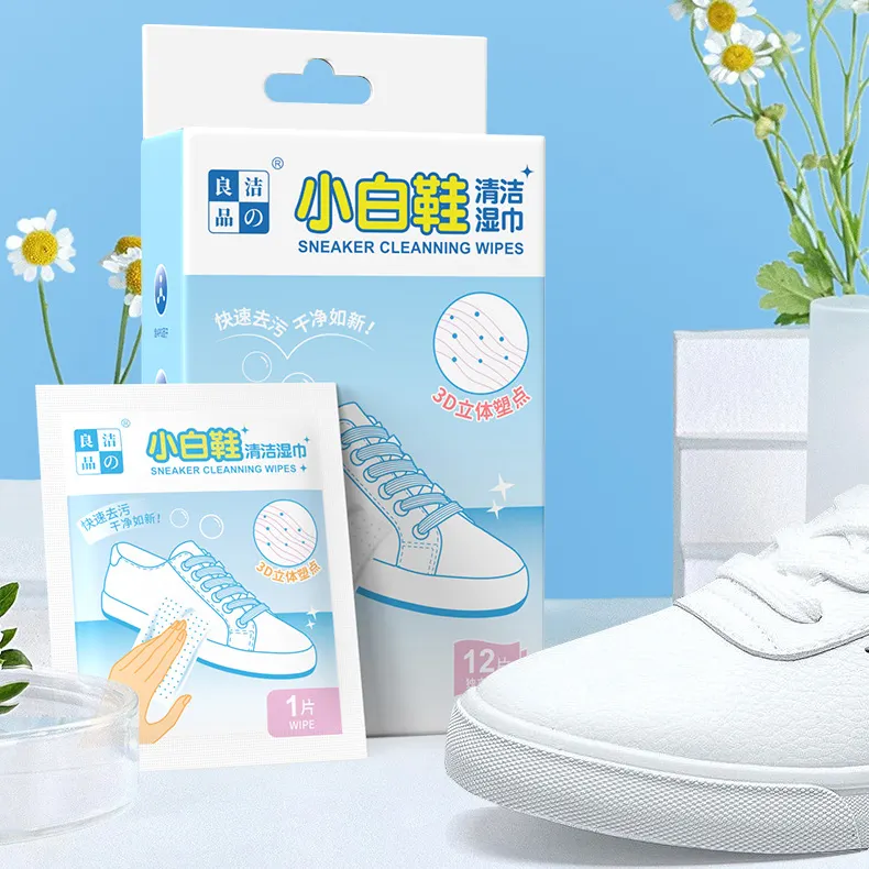 Tùy Chỉnh Nhãn Hiệu Riêng Trắng Giày Làm Sạch Ướt Lau Kích Thước Lớn Rửa Miễn Phí Sneakers Khăn Lau Ướt