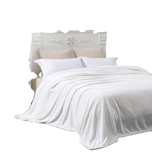 Manta de felpa de microfibra para hotel grande de 60x80 pulgadas, con estampado por sublimación color blanco crema, diseño grueso y ecológico, camas dobles - Product Image 1