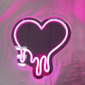 Enseigne néon coeur Melt Heart <span class=keywords><strong>Neon</strong></span> Mirror Signs pour décoration murale, chambre à coucher, chambre d'adolescents enfants filles, LED Pink Heart <span class=keywords><strong>Neon</strong></span> Lights for Part - Product Image 5