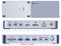 Base de Conexión Thunderbolt 5 15 en 1 con Triple Pantalla, Carcasa para SSD, 3 Puertos USB-A, Ethernet 2.5G, Pantalla 8K, 180W PD, Compatible con 2.1