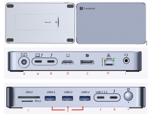 15 Estación de acoplamiento <span class=keywords><strong>Thunderbolt</strong></span> 5 de triple pantalla con carcasa SSD 3 <span class=keywords><strong>Thunderbolt</strong></span> 5 puertos 2. 2,5 GB Ethernet 8K Display 140W PD - Product Image 2