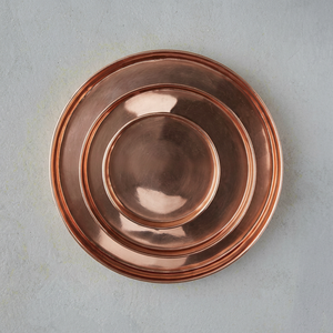 Smooth Polished Copper <b>Round</b> <b>Tray</b> – Seamless Minimalist Serving & Display Plates for Modern Luxury Interiors - Product Image 1