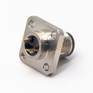 M12 <span class=keywords><strong>2</strong></span>-pins connector A-gecodeerd 4-gaats flens paneelmontage soldeerbak recht IP67 DC-stroomstekker - Product Image 2