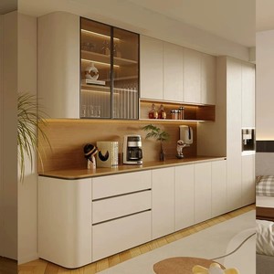 Custom Made Stainless Steel Sideboard With Glass Display Cabinet Integrated <b>Kitchen</b> <b>Storage</b> <b>Unit</b> For Living Room - Product Image 2
