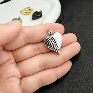 Kalung Hati Bentuk Sayap Malaikat dari Baja Anti Karat, Tempat Abu Kremasi, Liontin, Perhiasan Kenangan untuk Dipakai Sehari-hari - Product Image 4