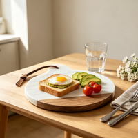 Planche à fromage ronde mini en bois d'acacia avec poignée, écologique, vente chaude, 100 pièces MOQ, service d'articles de cuisine personnalisés