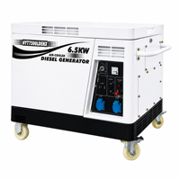 Générateur diesel silencieux 6,5 kW à démarrage électrique, refroidi par air, station d'alimentation portable pour la maison, les situations d'urgence et l'industrie