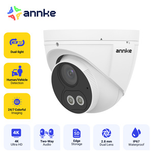 Caméra tourelle IP PoE <span class=keywords><strong>ANNKE</strong></span> UP002 8MP 4K AI et Smart Dual Light avec audio bidirectionnel, capteur CMOS, grand angle, vision nocturne, extérieure, compatible MicroSD - Product Image 1