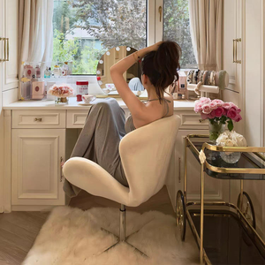 French minimalist luxury style makeup <b>stool</b> for <b>bedroom</b>, dressing room, vanity, and nail salon use; exudes sophistication. - Product Image 6