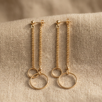 Boucles d'oreilles pendantes géométriques bohèmes pour femmes en laiton plaqué or faites à la main, accessoires élégants et tendance