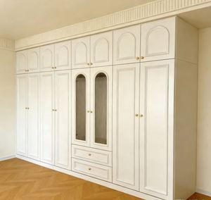 Armoire sur mesure BALOM blanche avec porte à grille, meubles de chambre à coucher, placard moderne, armoire de rangement en bois - Product Image 5
