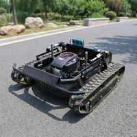 Tondeuse à gazon robotisée télécommandée KOOP à chenilles, moteur essence, coupe-herbe robuste pour pentes, idéale pour le jardin